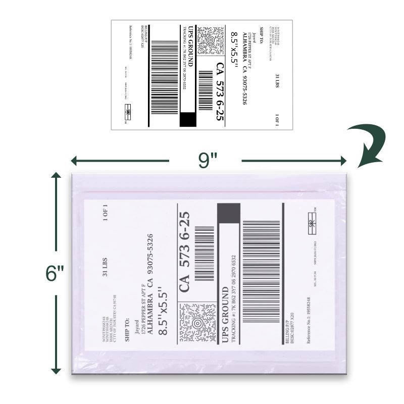 Tapsin 6''x9'' Clear Packing List Envelopes, Top Loading Shipping Label Envelopes Pouches, Adhesive Shipping Label Sleeves/Mailing Pouches for Shipping (200pcs) - Image 2